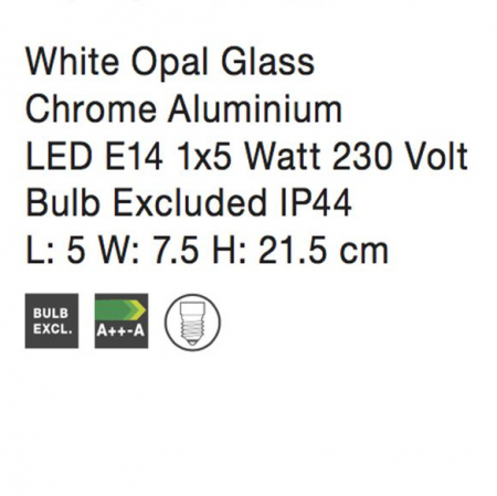 Aplica perete baie alba Cali, 21/21,5 cm, din sticla, baza metal, IP44, 6310542 - Novaluce [3]