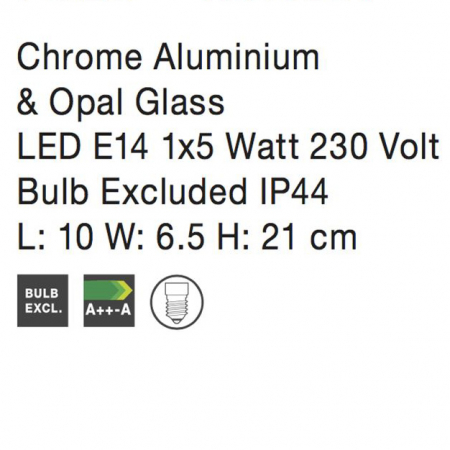 Aplica perete baie alba Cali, 21/21,5 cm, din sticla, baza metal, IP44, 6310542 - Novaluce [6]