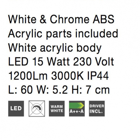 Aplica perete baie LED alba liniara Praka, diverse dimensiuni, din acril, IP44, 9600501 - Novaluce [13]