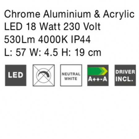 Aplica perete baie LED crom liniara Odin, 57/63 cm, din metal, IP44, 8141291 - Novaluce [7]