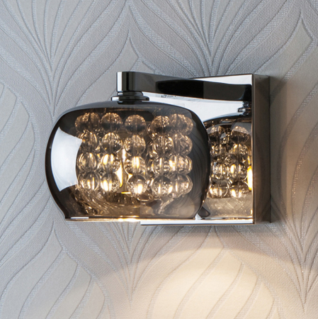 Promotii - Aplica perete Camila sticla cromata si detalii forma stropi cristal, suport otel, 193091 - Schuller