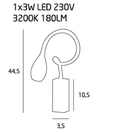 Aplica perete crom flexibila iluminare LED Komac din metal, 3885/1 - Maxlight [1]