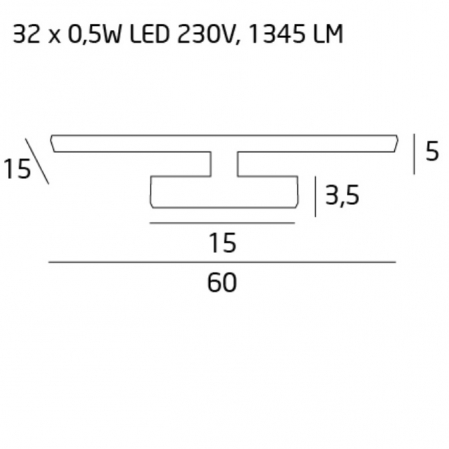 Aplica perete crom liniala iluminare LED Nikia 60x15x5 cm, metal, W0111 - Maxlight [2]