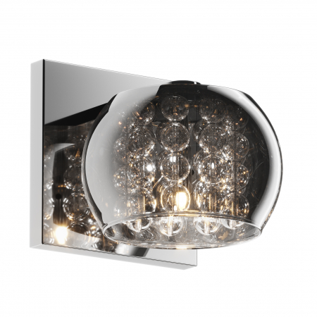 Promotii - Aplica perete glam CRYSTAL 12x13 cm sticla fumurie cromata, cristale forme stropi, 003064-001006 - Zumaline