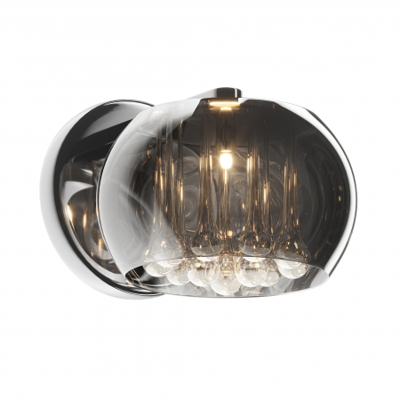 Aplice LED - Aplica perete glam CRYSTAL 22x21 cm sticla fumurie cromata, cristale forme stropi, 003064-001005 - Zumaline