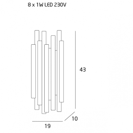 Aplica perete diverse finisaje LED dimabil Tonia 19x10x43 cm, metal/acril, W0153D - Maxlight [1]
