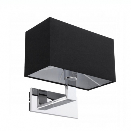 Aplice LED - Aplica perete dreptunghiulara alba/neagra Wodan 28x30 cm, suport metalic crom, abajur textil, AZ 1556 - Azzardo
