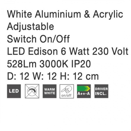 Aplica perete LED ajustabila neagra/alba Marina, din metal, switch ON/OFF, 8223602 - Novaluce [4]
