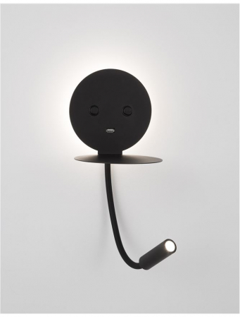 Aplica perete LED ajustabila neagra/alba Roni, cu suport telefon si USB, 9173282 - Novaluce [3]