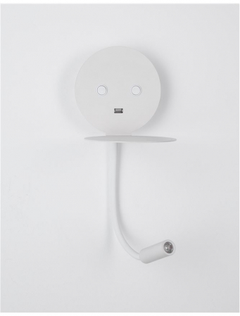 Aplica perete LED ajustabila neagra/alba Roni, cu suport telefon si USB, 9173282 - Novaluce [11]