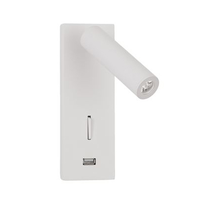 Promotii - Aplica perete LED ajustabila neagra/alba Trevi, din metal, cu port USB, 9170101 - Novaluce