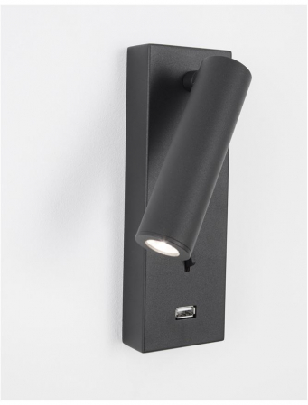 Aplica perete LED ajustabila neagra/alba Trevi, din metal, cu port USB, 9170101 - Novaluce [11]