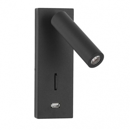 Promotii - Aplica perete LED ajustabila neagra/alba Trevi, din metal, cu port USB, 9170102 - Novaluce