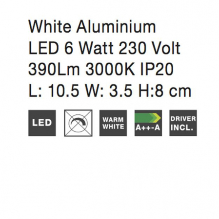 Aplica perete LED alba bidirectionala Zahara, design modern din aluminiu, 8x10,5 cm, 712042 - Novaluce [3]