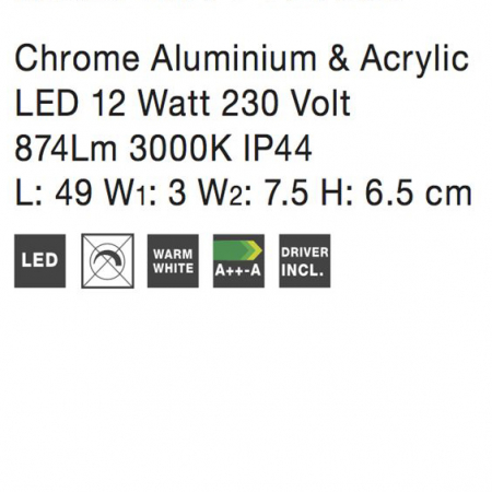 Aplica perete LED baie crom liniara Fanzi, 49/63 cm, din metal, IP44, 787003 - Novaluce [3]