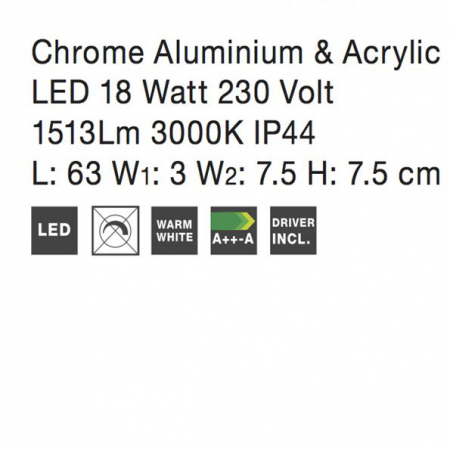 Aplica perete LED baie crom liniara Fanzi, 49/63 cm, din metal, IP44, 787003 - Novaluce [7]