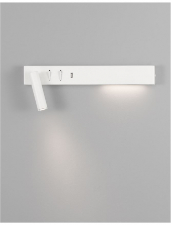 Aplica perete LED liniara neagra/alba Norbi, cu cititor stanga/dreapta ajustabil, din metal, cu port USB, 9533521 - Novaluce [24]