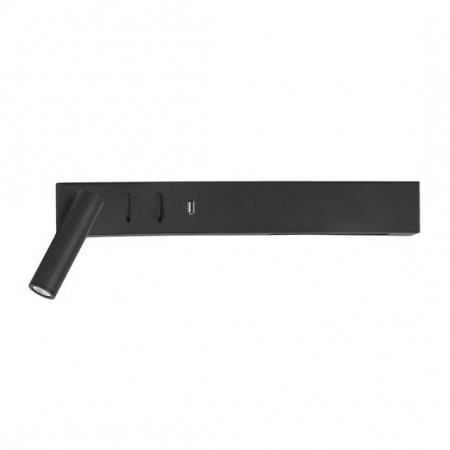 Aplica perete LED liniara neagra/alba Norbi, cu cititor stanga/dreapta ajustabil, din metal, cu port USB, 9533521 - Novaluce [9]
