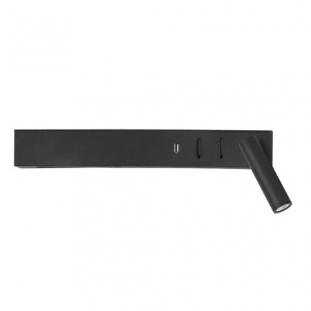 Promotii - Aplica perete LED liniara neagra/alba Norbi, cu cititor stanga/dreapta ajustabil, din metal, cu port USB, 9533521 - Novaluce
