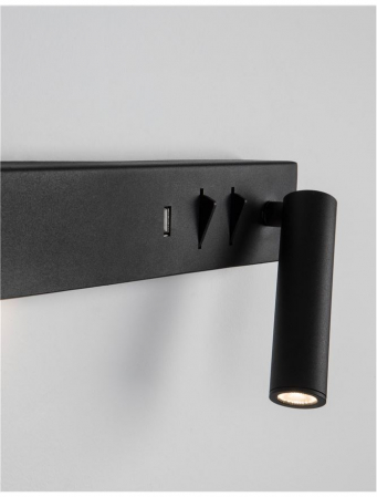 Aplica perete LED liniara neagra/alba Norbi, cu cititor stanga/dreapta ajustabil, din metal, cu port USB, 9533521 - Novaluce [4]