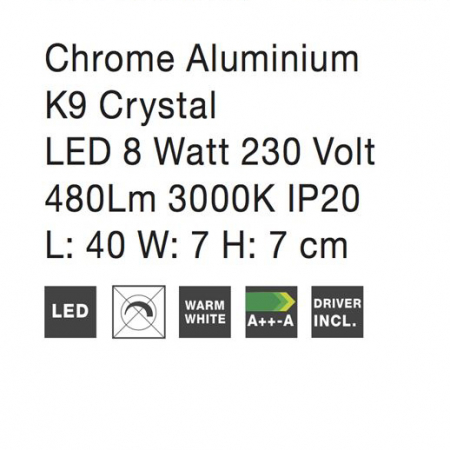 Aplica perete LED lux liniara Lisana, din sticla transparenta, 40 cm, 83399202 - Novaluce [3]