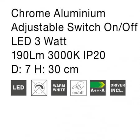 Aplica perete LED premium crom/alba Alvin, din metal, ajustabila, 9701613 - Novaluce [2]