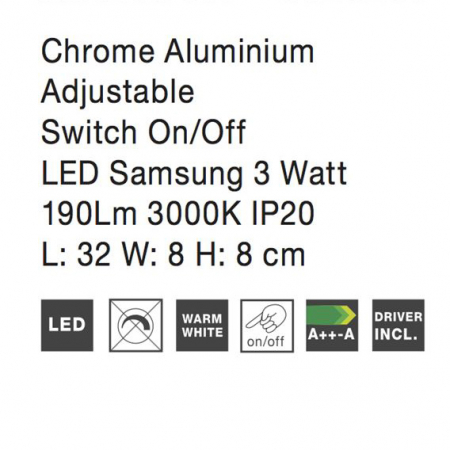 Aplica perete LED premium crom/alba Stasia, din metal, ajustabila, 8128202 - Novaluce [5]