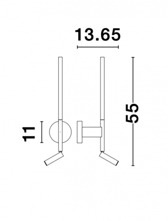 Aplica perete LED premium neagra/alba Stick rotativa, din metal, 55 cm, cu cititor, 9182812 - Novaluce [8]