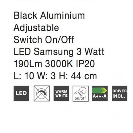 Aplica perete LED premium negru/alba Beka, din metal, ajustabila, 8140321 - Novaluce [7]