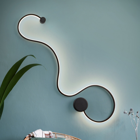 Promotii - Aplica perete LED stil minimalist Tyriq 94x28 cm neagra/aurie/alba, metal, 227018 - Schuller