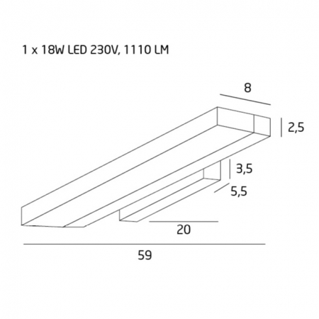 Aplica perete liniara alba iluminare LED Vilen 59x11x5,5 cm metal/acril, W0149 - Maxlight [3]