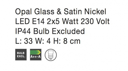 Aplica perete liniara baie alba Cali, 33/50 cm, din sticla, baza metal, IP44, 602201 - Novaluce [8]