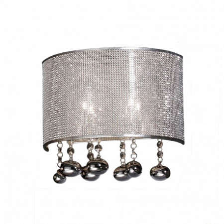 Promotii - Aplica perete lux crom Siva 30 cm, plasa metal si cristale, 174631 - Schuller