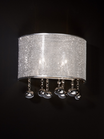 Aplica perete lux crom Siva 30 cm, plasa metal si cristale, 174631 - Schuller [2]