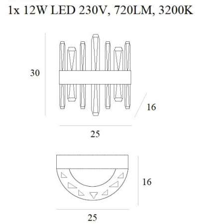 Aplica perete lux iluminare LED Ermes 25x16x30 cm metal/sticla, W0287 - Maxlight [2]