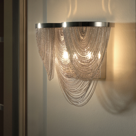 Promotii - Aplica perete lux Naja 30x30 cm design modern nichel lanturi suspendate, 872712 - Schuller