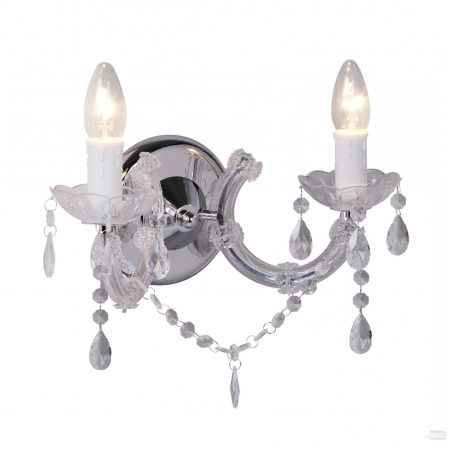 Aplice LED - Aplica perete crom 2 brate fixe MAGNOLIA stil clasic cu cristale transparente, 003064-001621 - Zumaline