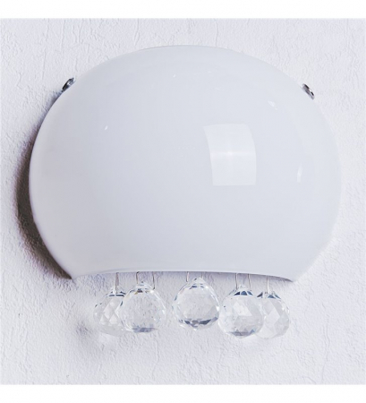 Aplica perete moderna alb lucios Rumya Ball 21x16 cm cu cristale, design modern, sticla opal, AZ 0912 - Azzardo [1]