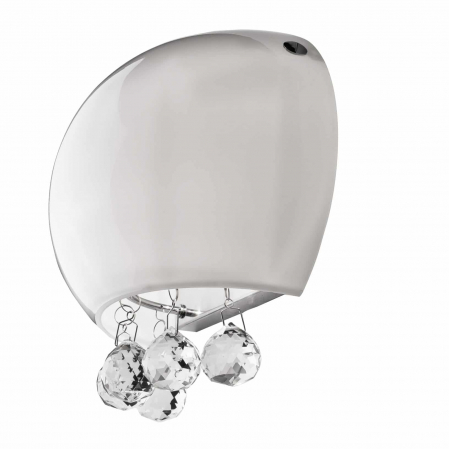 Aplice LED - Aplica perete moderna alb lucios Rumya Ball 21x16 cm cu cristale, design modern, sticla opal, AZ 0912 - Azzardo