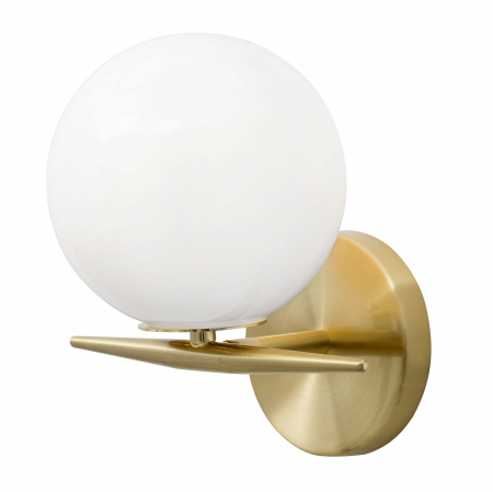 Aplice LED - Aplica perete moderna aurie Evan cu glob alb sticla, structura metal, 8279603 - Novaluce