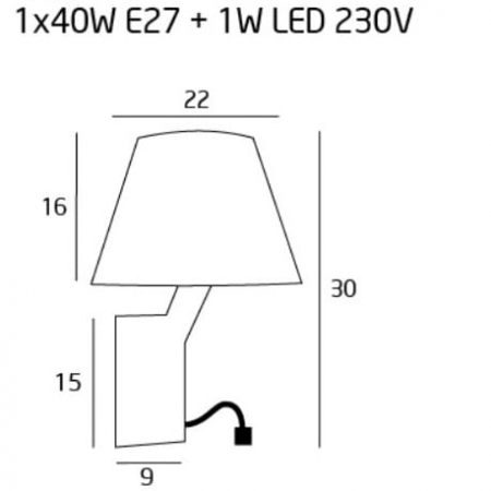 Aplica perete neagra abajur textil Loki Ø 22x30 cm, cititor LED, baza metal crom, 5103WA/BLNM - Maxlight [2]