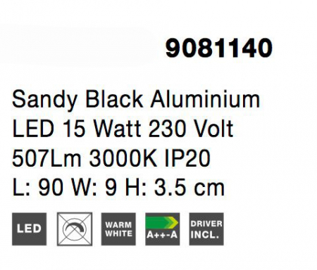 Aplica perete neagra Ottone 9 - 60/90/120 cm stil minimalist, iluminare LED, 9081130 - Novaluce [11]