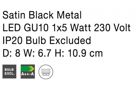 Aplica perete nichel/cupru/negru/auriu/alb/maro cu spot LED Marila, din metal, 660001 - Novaluce [3]