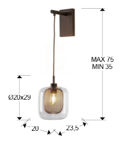 Aplica perete pe fir stil industrial Sabro sticla si metal, lumina dimabila, 653596 - Schuller [4]