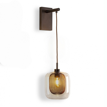 Aplice LED - Aplica perete pe fir stil industrial Sabro sticla si metal, lumina dimabila, 653596 - Schuller