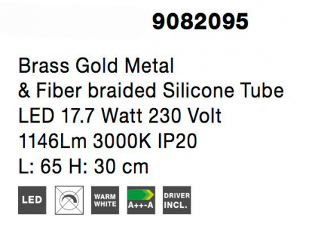 Aplica perete/plafoniera aurie Contorsion 30x65 cm, forma asimetrica tub LED flexibil, 9082095 - Novaluce [5]