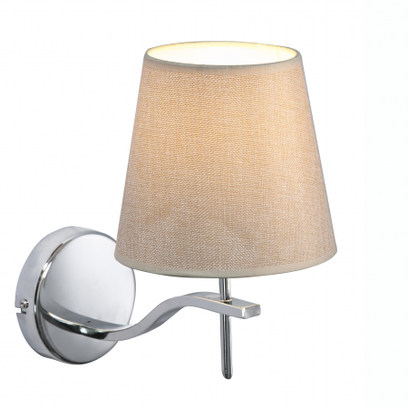 Aplice LED - Aplica perete Pora cu abajur textil bej, detalii metal crom, AZ 0723 - Azzardo