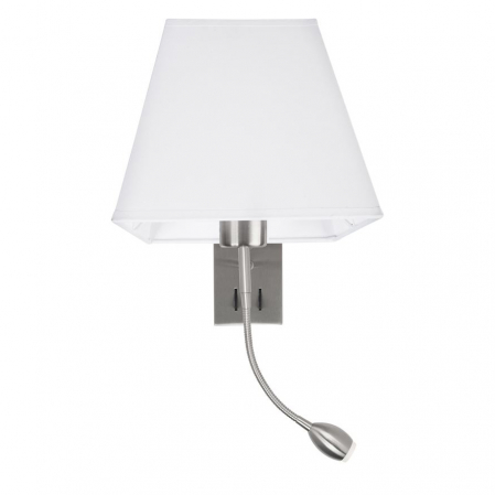Aplica perete premium alba/alba-argintiu Tahiri, baza din metal, abajur textil, brat ajustabil cu LED, 8127402 - Novaluce [0]