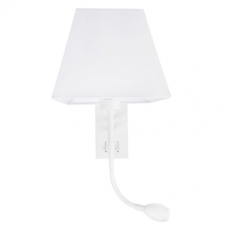 Promotii - Aplica perete premium alba/alba-argintiu Tahiri, baza din metal, abajur textil, brat ajustabil cu LED, 8127401 - Novaluce