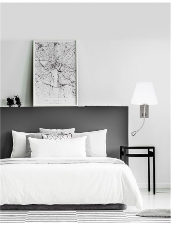 Aplica perete premium alba/alba-argintiu Tahiri, baza din metal, abajur textil, brat ajustabil cu LED, 8127402 - Novaluce [1]
